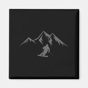 Skishirt Schneeberg Winter Skifahren Skifahrer Magnet