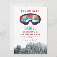 Skisnowboard zum Geburtstag Einladung