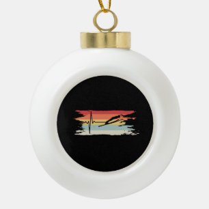 Skispringen Retro Keramik Kugel-Ornament