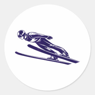 Skispringen Wintersport Skifahrer Skifliegen Skifa Runder Aufkleber