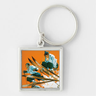 Skispringer durch Ski-Schweißung Schlüsselanhänger