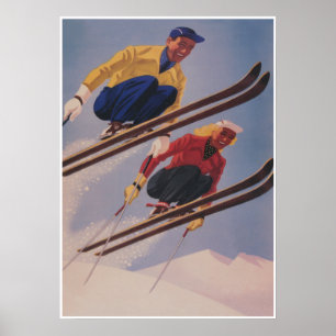 Skispringer Retro Vintage Ski Poster