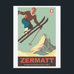 Skisprung auf Zermatt, Schweiz Postkarte<br><div class="desc">Vintage Reisepostkarte</div>