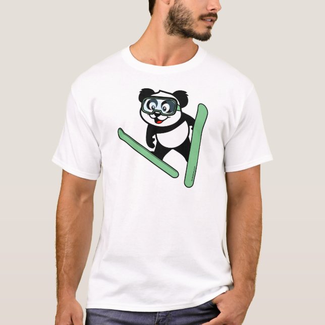 Skisprung Panda T-Shirt (Vorderseite)