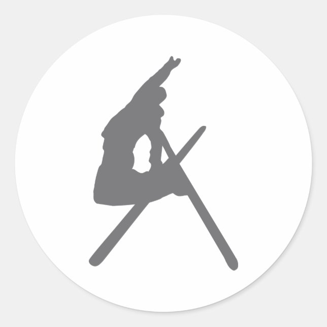 Skisprung Runder Aufkleber (Vorderseite)