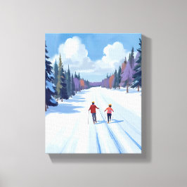 Skispur | Wasserfarben-Winter auf dem Berg Leinwanddruck