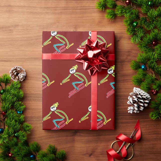 Skistockmann Geschenkpapier (Feiertagsgeschenk)