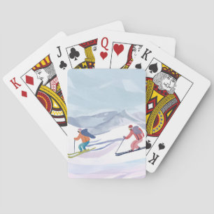 Skitag Wasserfarben-Winterberg Spielkarten