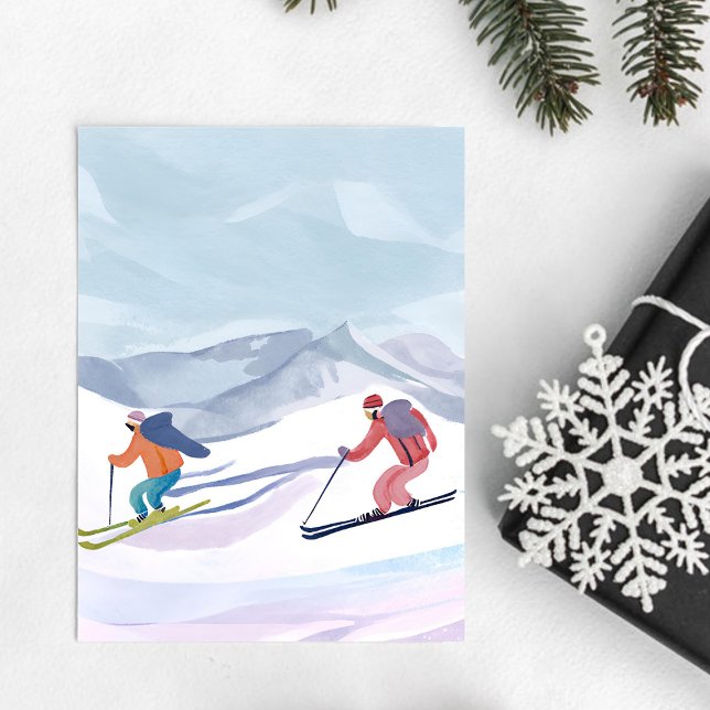 Skitag | Watercolor Winterberg Postkarte (Von Creator hochgeladen)