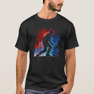 Skitouren Flames Retro Skifahrer Skifahren Skifahr T-Shirt