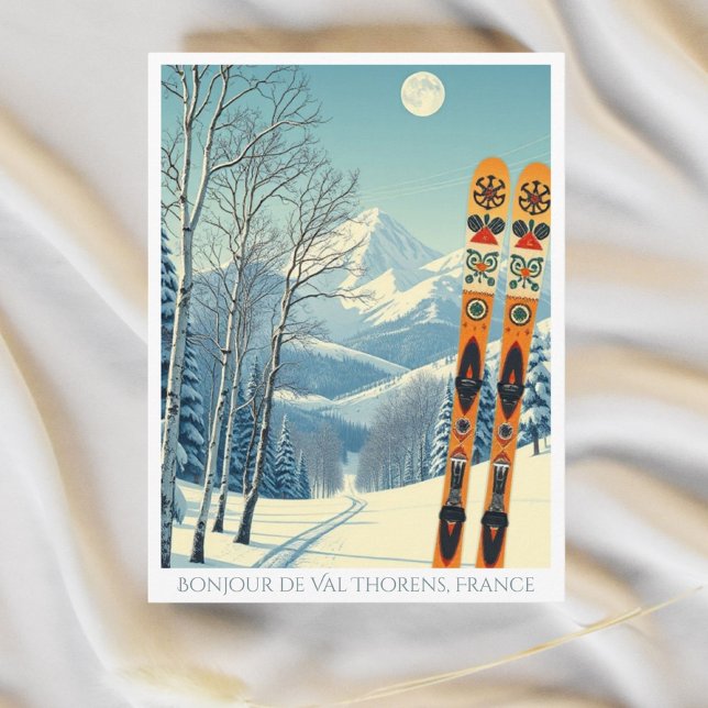 Skiurlaub Retro Val Thorens Frankreich Postkarte (Von Creator hochgeladen)