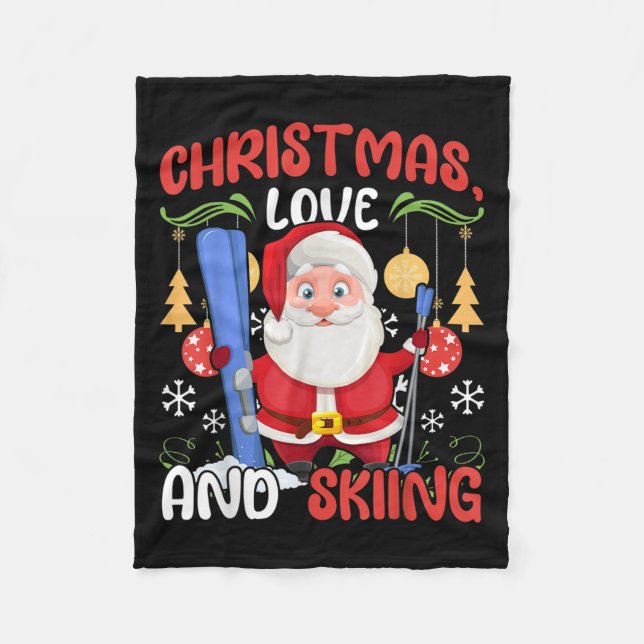 Skiurlauber Skifahren Outfit Weihnachten Liebe Ski Fleecedecke (Vorderseite)