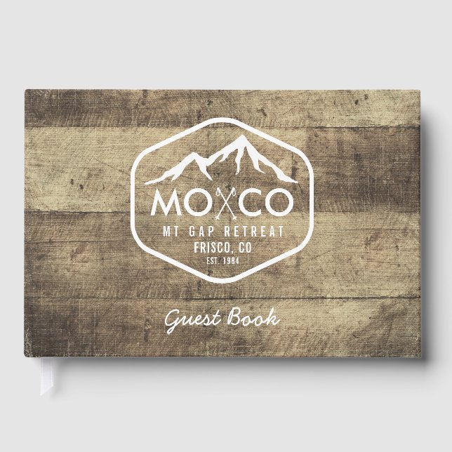 Skiverleih Rustikales Holz Custom Mountain Gästebuch (Vorderseite)