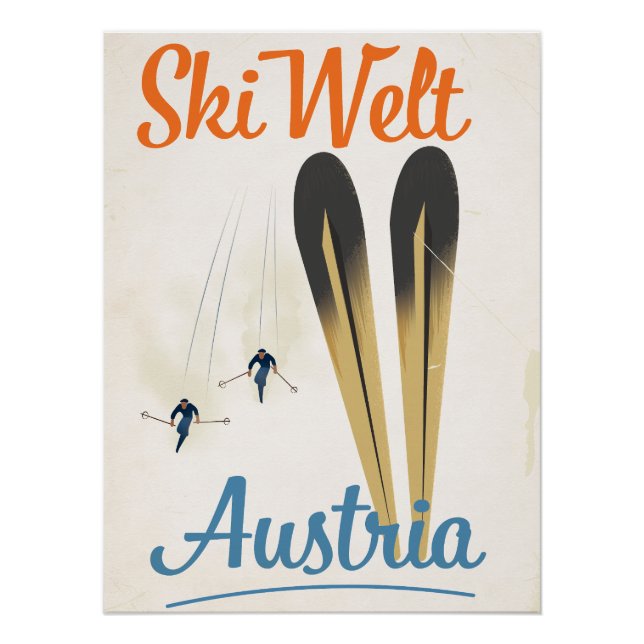 Skiwelt Austria Skifahrplakat Poster (Vorderseite)