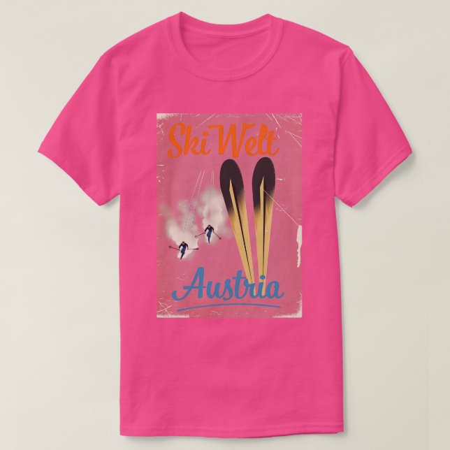 Skiwelt Austria Skiposter T-Shirt (Design vorne)