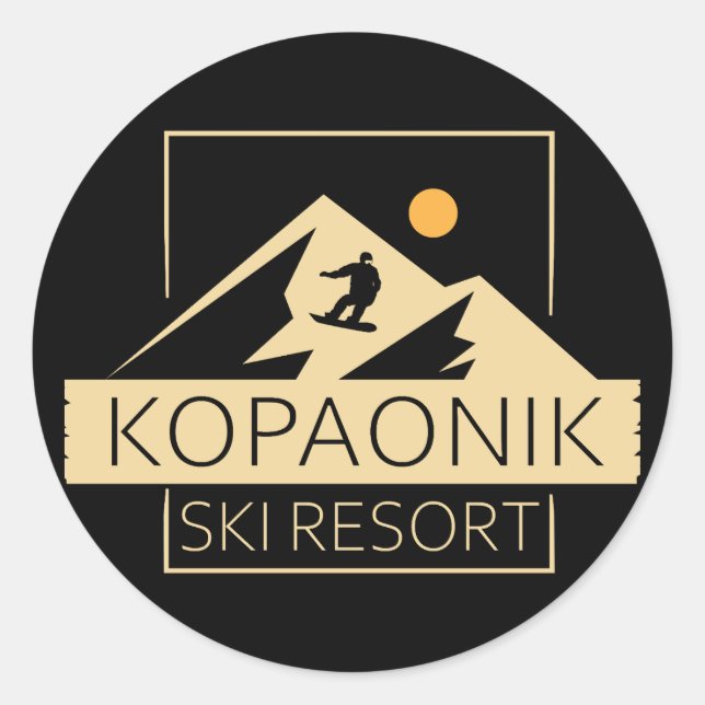 Skizentrum Kopaonik Golden Design Runder Aufkleber (Vorderseite)