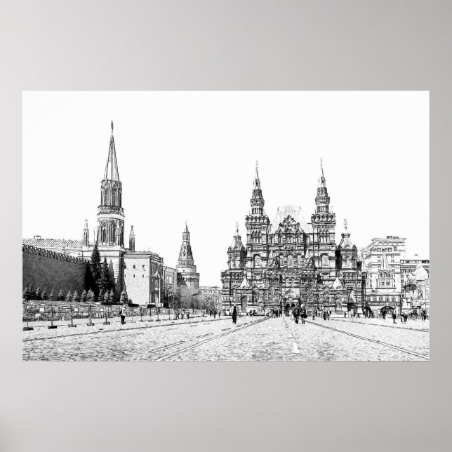 Skizze am Roten Platz Poster (Vorne)