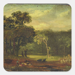 Skizze aus der Natur im Sion Park, 1819 (Öl auf Ka Quadratischer Aufkleber