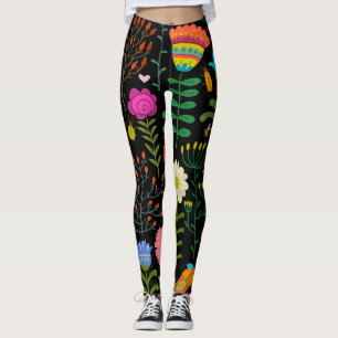 Skizze Blumenmuster, nahtlos künstlerisches Muster Leggings