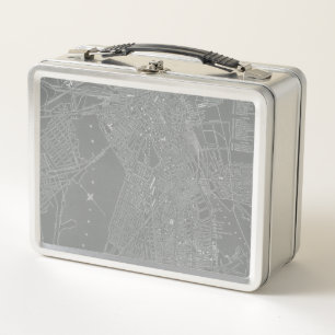 Skizze der Boston-Stadt-Karte Metall Lunch Box