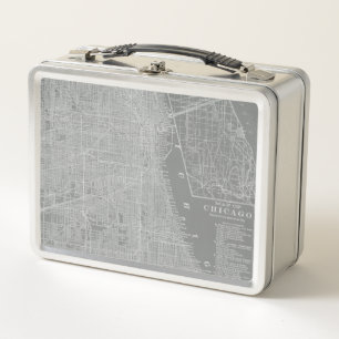 Skizze der Chicago-Stadt-Karte Metall Lunch Box