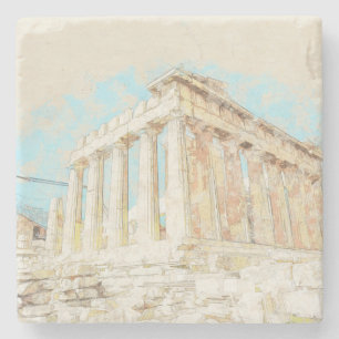 Skizze der Ruinen des alten Tempels, Athen Steinuntersetzer