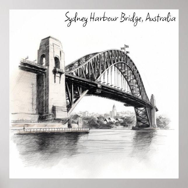 Skizze der Sydney Harbour Bridge Poster (Vorne)