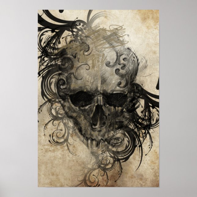 Skizze der Tattookunst, handgemachte Illustration Poster (Vorne)