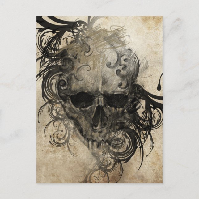Skizze der Tattookunst, handgemachte Illustration Postkarte (Vorderseite)