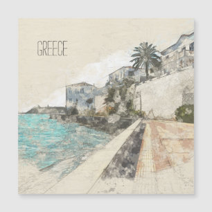 Skizze des berühmten Stausees von Spetses Magnetkarte