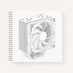 Skizze des Computerprozessors cooler Notizbuch