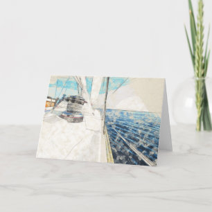 Skizze des Segelschiffes, das durch das Meer surft Karte