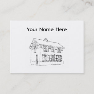 Skizze eines alten Hauses, mit Fensterläden Visitenkarte