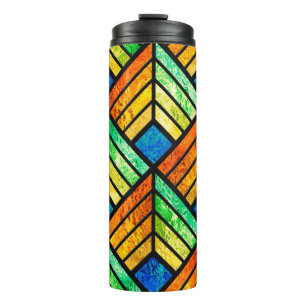 Skizze eines Buntglasfensters. Nahtloses Muster Thermosbecher