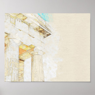 Skizze eines Portikoteils des alten Tempels Poster