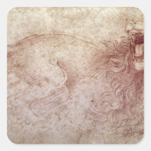 Skizze eines zerreißenden Löwen Quadratischer Aufkleber