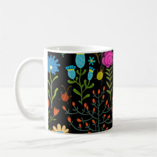 Skizze floral, nahtloses künstlerisches Muster. Kaffeetasse