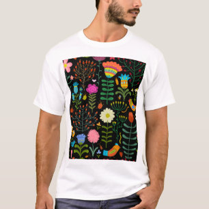 Skizze floral, nahtloses künstlerisches Muster. T-Shirt