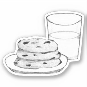 Skizze für Milch und Cookies Aufkleber