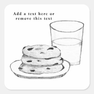Skizze für Milch und Cookies Quadratischer Aufkleber