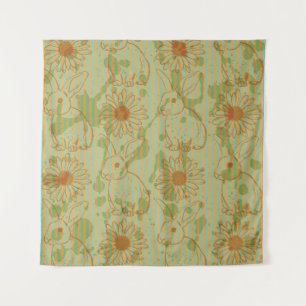 Skizze Kaninchen und Kamille, vintage nahtloses Mu Wandteppich