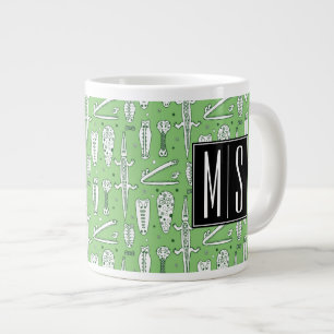 Skizze-Krokodile-Muster  Monogramm Jumbo-Tasse