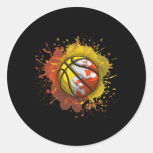 Skizze mit bhutanischer Flagge Runder Aufkleber