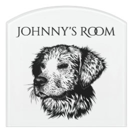 Skizze mit Kaninchenkopf oben Türschild