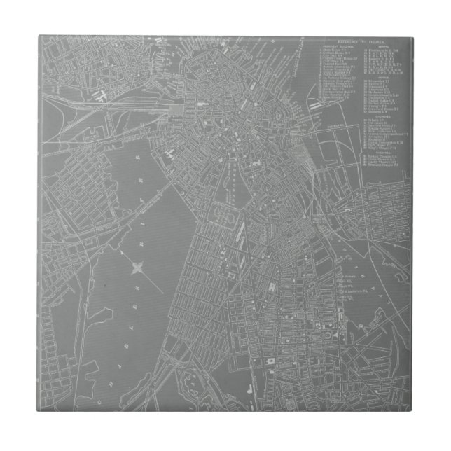 Skizze von Boston City Map Fliese (Vorderseite)