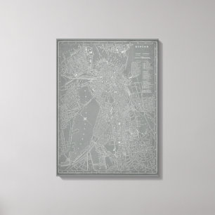 Skizze von Boston City Map Leinwanddruck