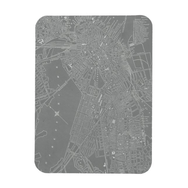 Skizze von Boston City Map Magnet (Vertikal)