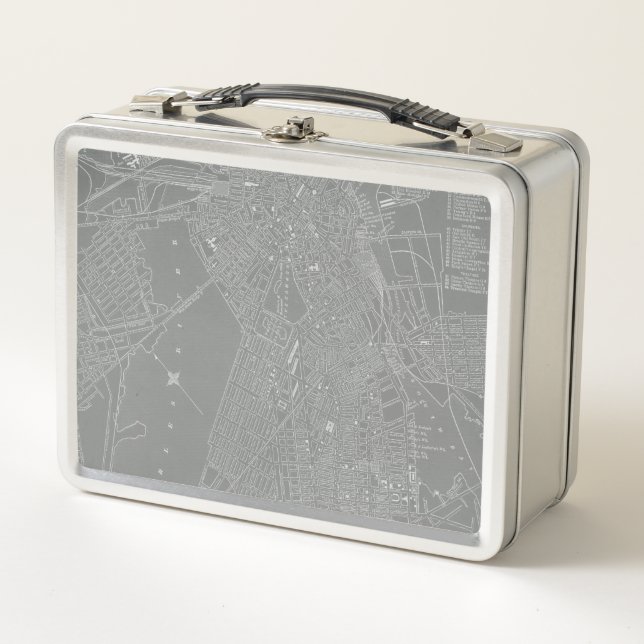 Skizze von Boston City Map Metall Lunch Box (Vorderseite)