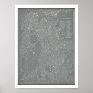 Skizze von Boston City Map Poster