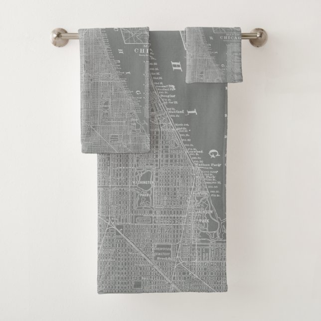 Skizze von Chicago City Map Badhandtuch Set (Insitu)